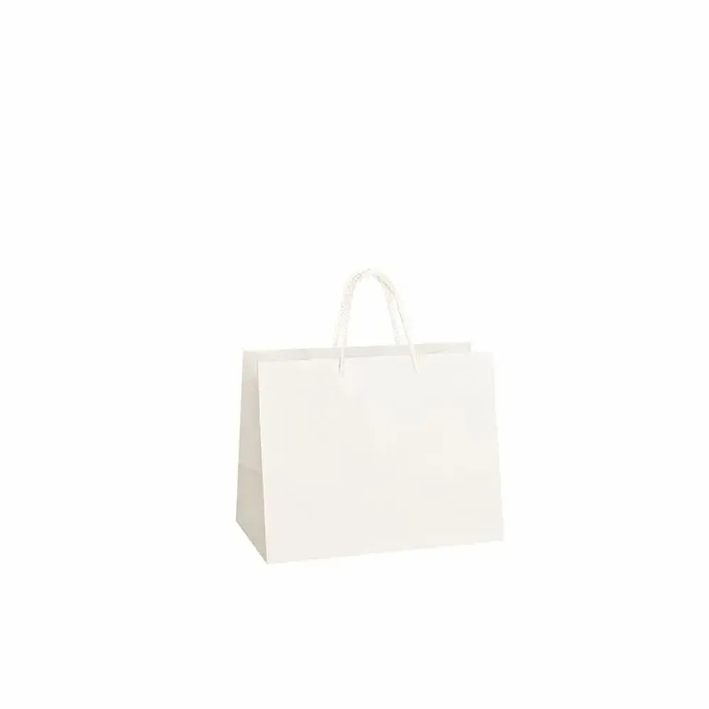 Cadeaux - Sacs papier kraft haut de gamme blanc 16 x 8 x H 14cm, 170g (x12) - LAVAL 1878