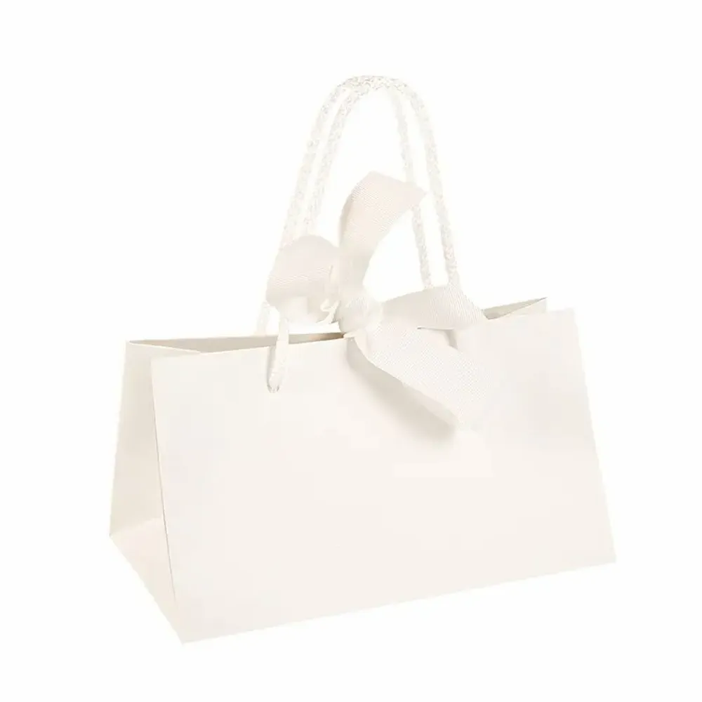 Cadeaux - Sacs papier mat pliage japonais blanc/ruban gros grain blanc - LAVAL 1878