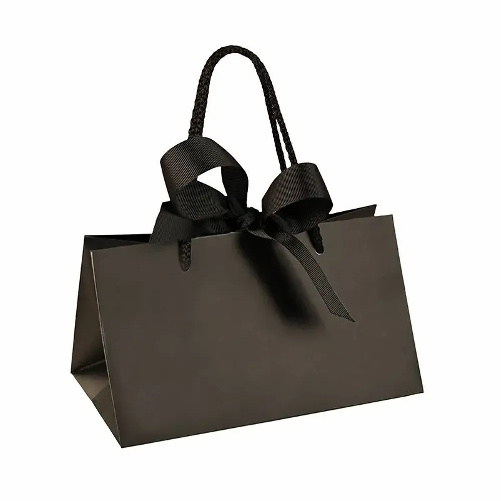 Gifts - Black Japanese-fold matte paper bags/black grosgrain ribbon - LAVAL 1878