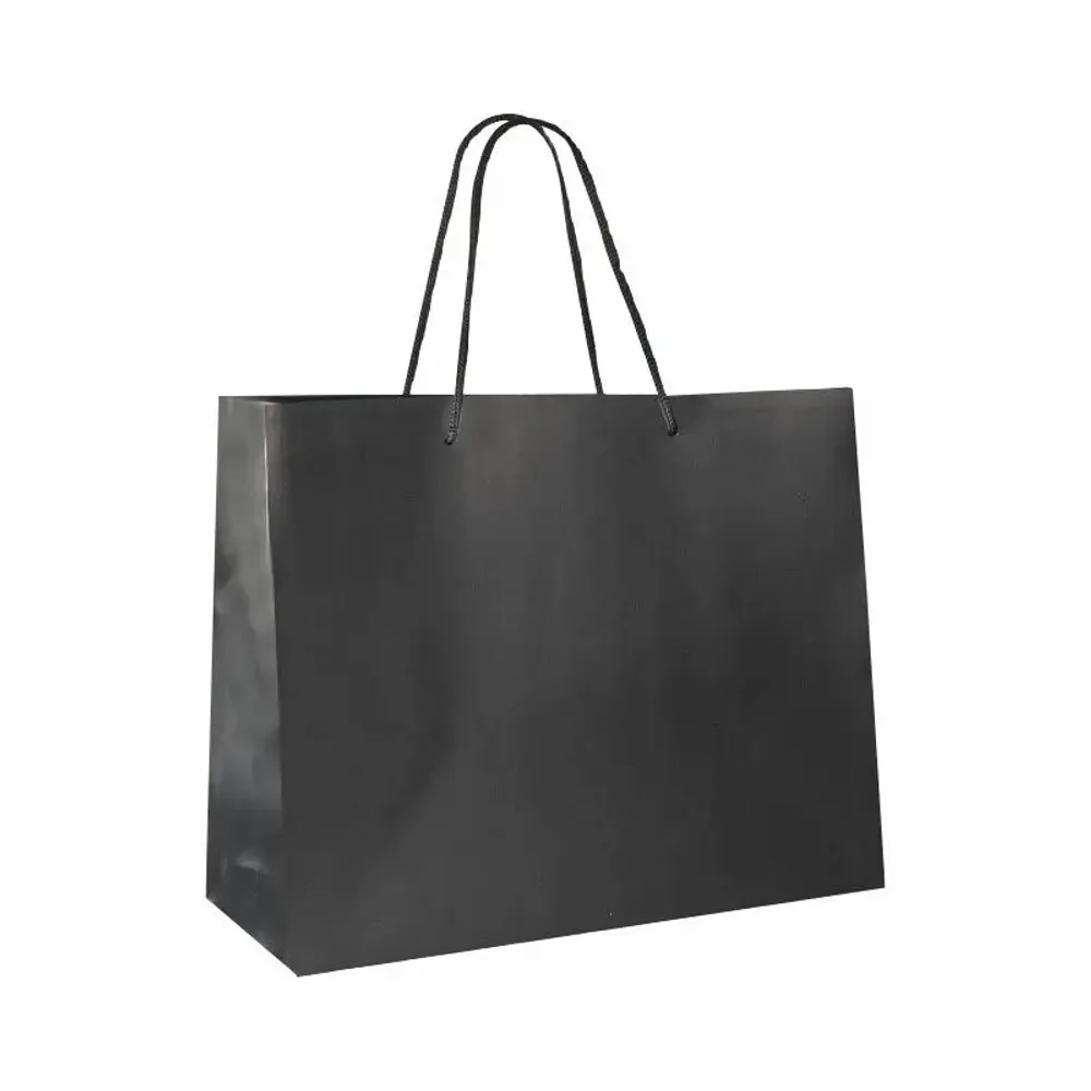 Gifts - Matte black paper bags 32.7 x 13.6 x H 26.4cm, 190g (x12) - LAVAL 1878