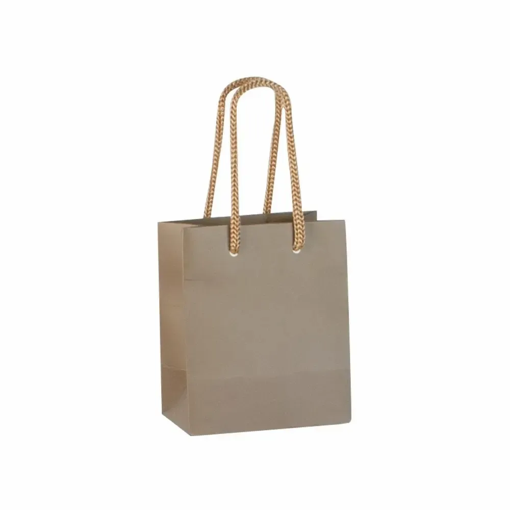 Gifts - Matte taupe paper bags 10 x 6.5 x H 12cm, 190g (x12) - LAVAL 1878