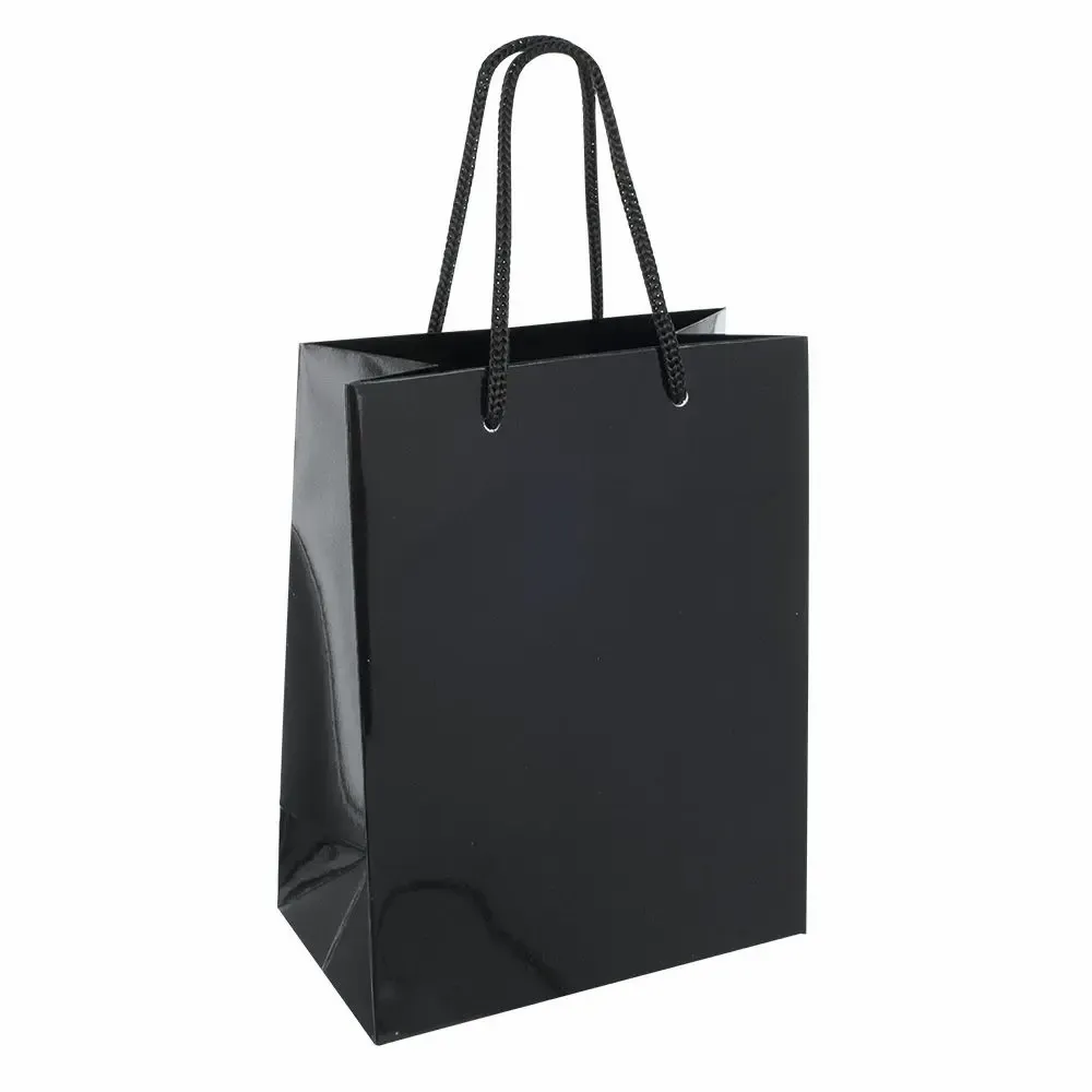 Gifts - Glossy black paper bags 18 x 10 x H 22.7cm, 190g (x10) - LAVAL 1878
