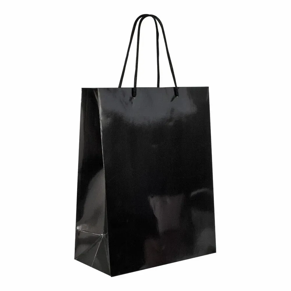 Gifts - Glossy black paper bags 26.4 x 12.5 x H 32.7cm, 190g (x10) - LAVAL 1878
