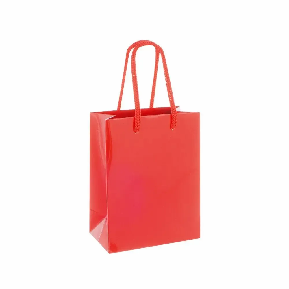 Gifts - Glossy red paper bags 11.4 x 6.4 x H 14.6cm, 190g (x25) - LAVAL 1878