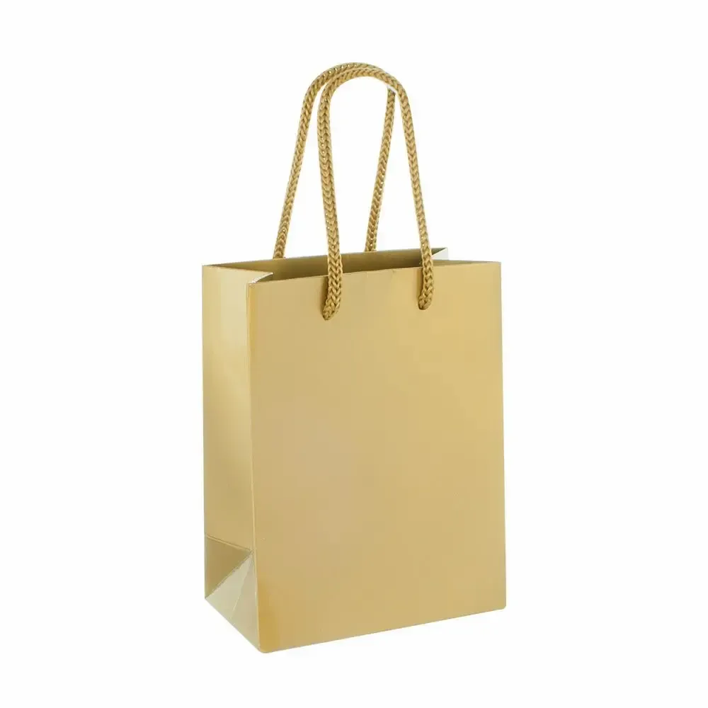 Gifts - Gold shiny paper bags 11.4 x 6.4 x H 14.6cm, 190g (x25) - LAVAL 1878
