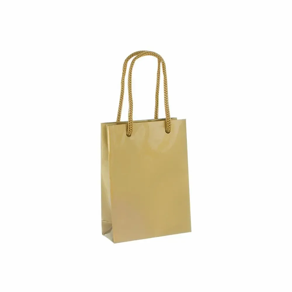 Gifts - Gold glitter paper bags 8.1 x 3.3 x H 10.8cm, 190g (x25) - LAVAL 1878