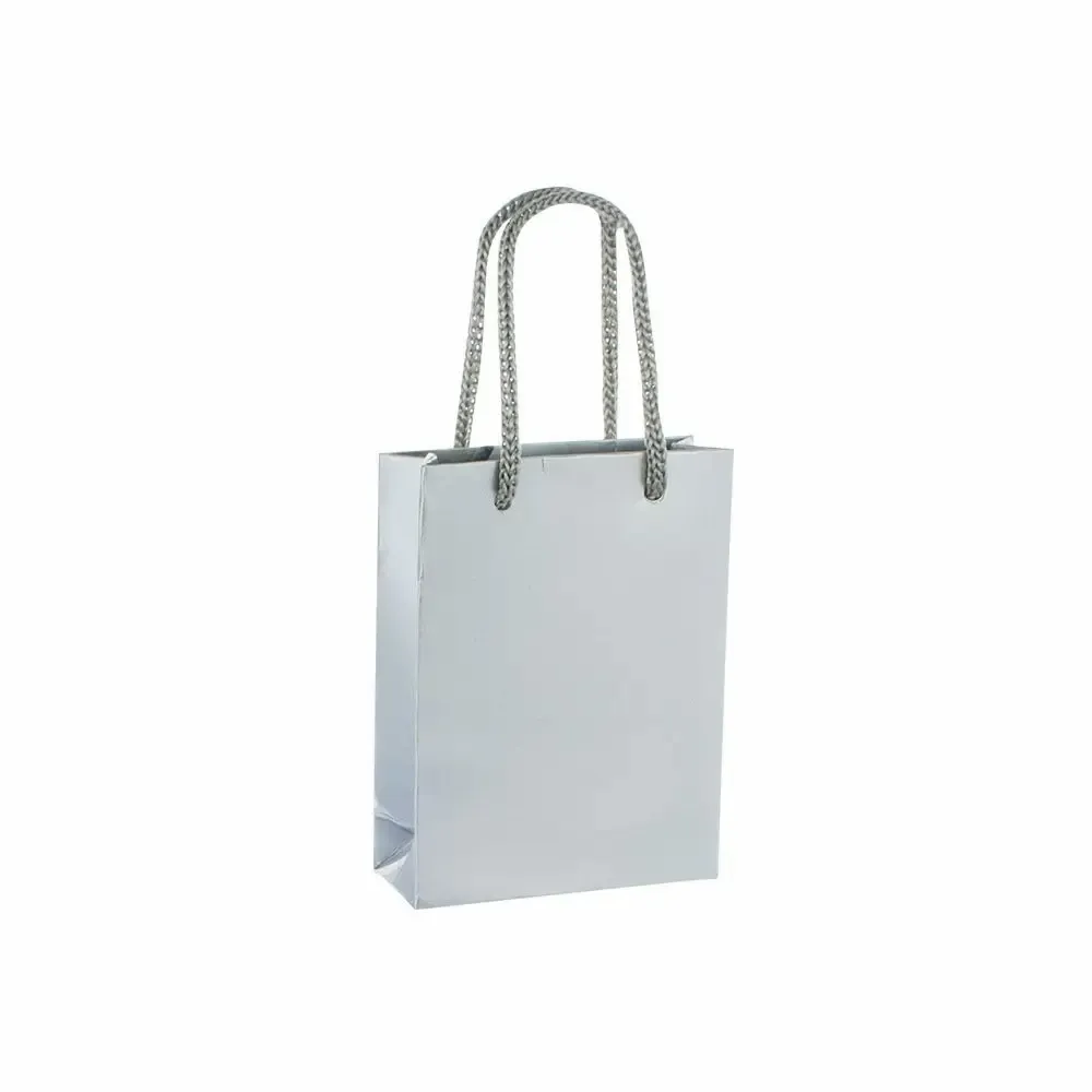 Gifts - Silver-colored glossy paper bags, 8.1 x 3.3 x H 10.8cm, 190g (x25) - LAVAL 1878