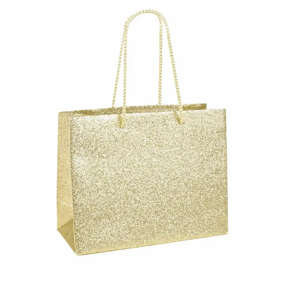 Gifts - Gold glitter paper bags 32.7 x 13.6 x H 26.4cm, 210g (x12) - LAVAL 1878