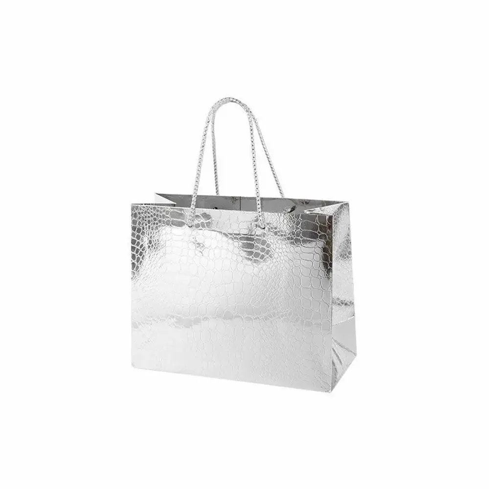 Gifts - Silver crocodile-effect shiny paper bags - LAVAL 1878