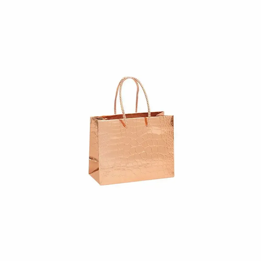 Gifts - Shiny paper bags with a gold-rose crocodile-effect finish - LAVAL 1878