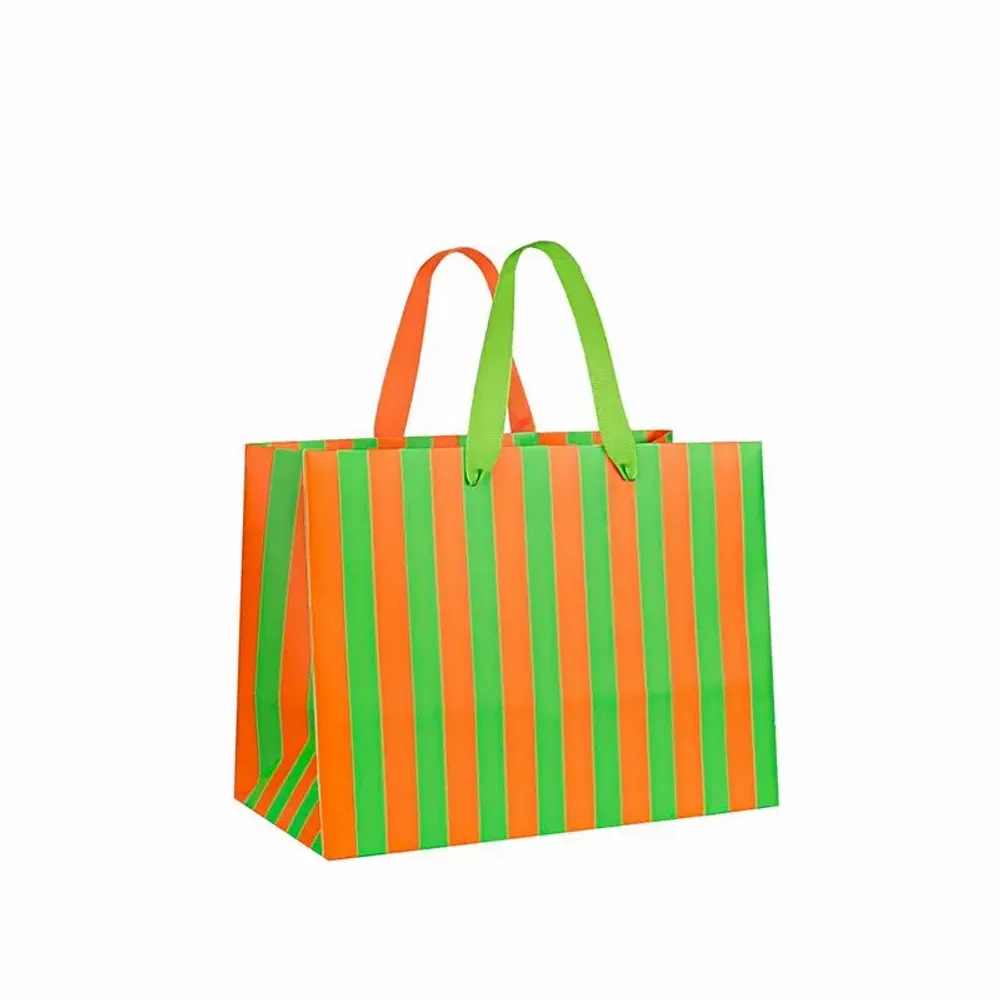 Cadeaux - Sacs papier mat rayures orange/vert - LAVAL 1878