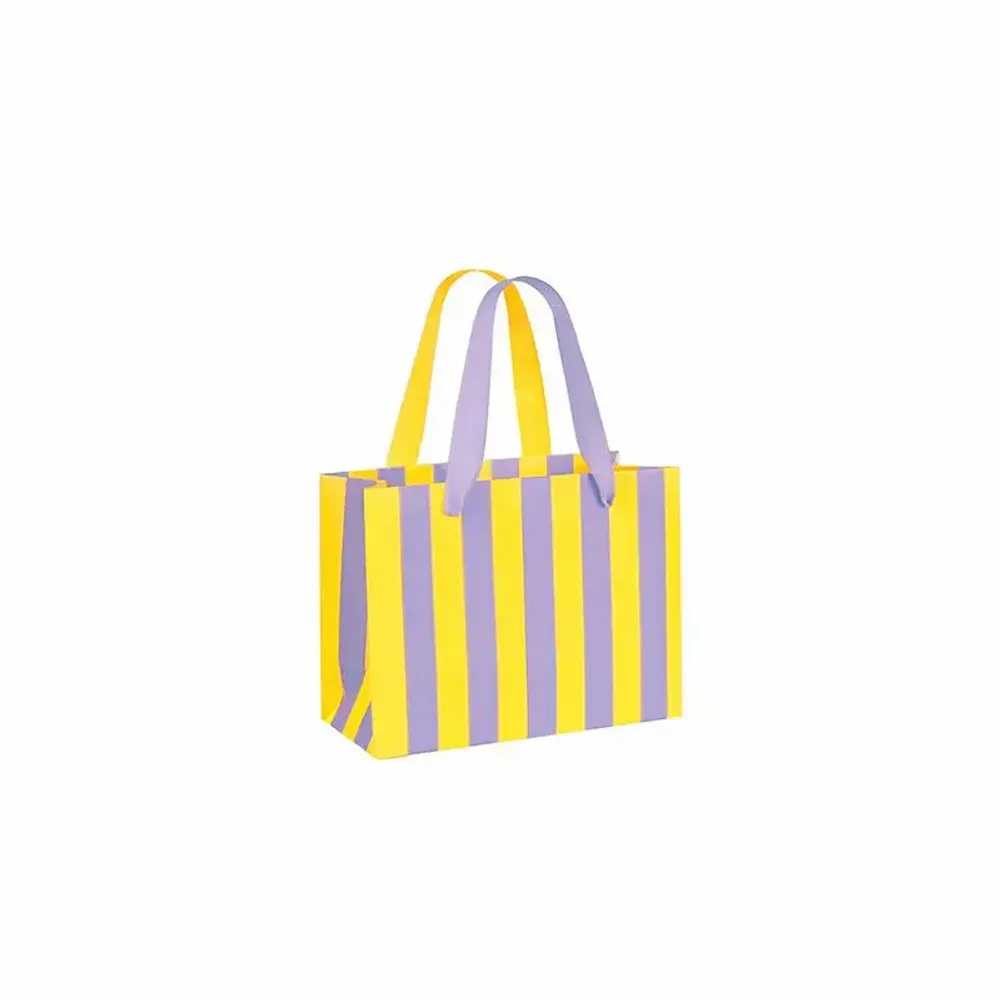 Cadeaux - Sacs papier mat rayures lilas/jaune - LAVAL 1878