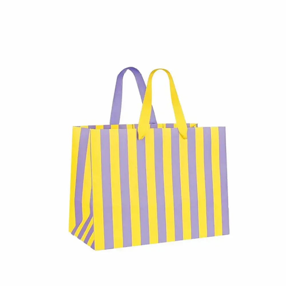 Gifts - Matte paper bags with lilac/yellow stripes - LAVAL 1878