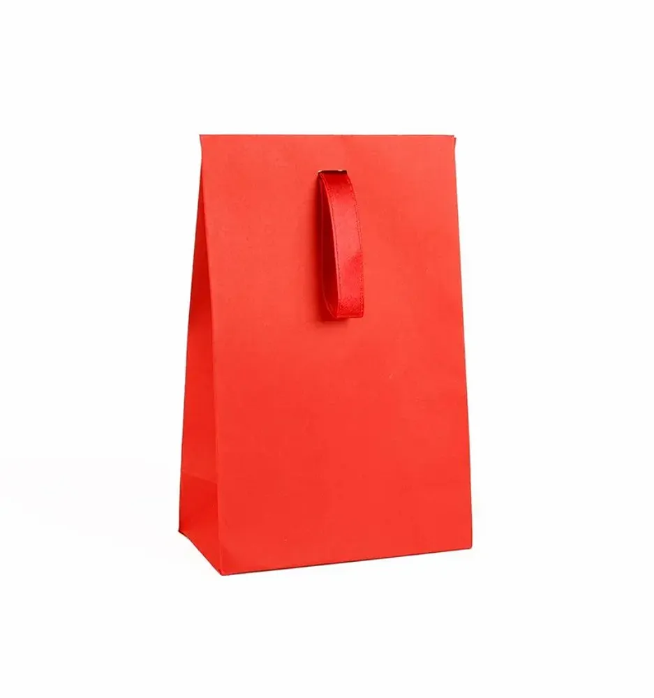 Gifts - Red matte paper pockets with ribbon, 170g - 13 x 7 x H 20cm (x20) - LAVAL 1878