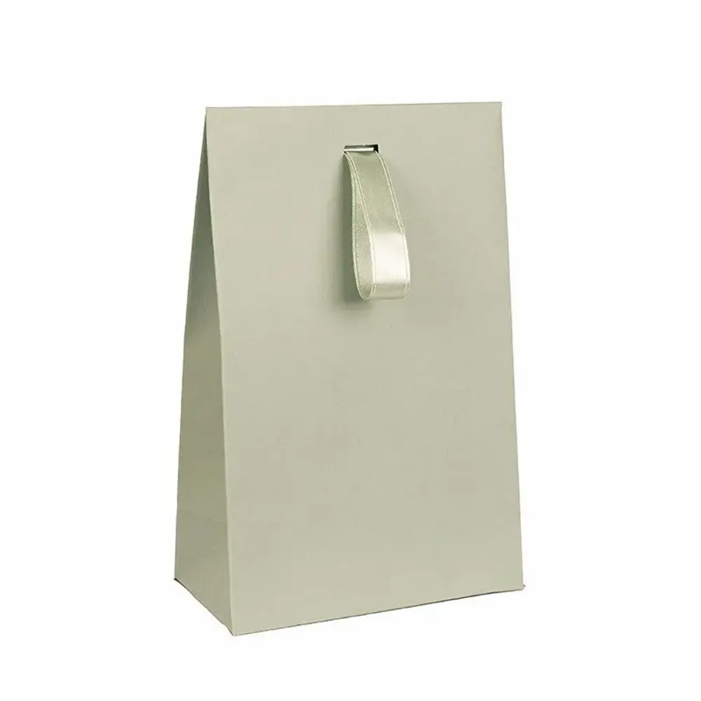 Gifts - Sage green matte paper pockets with ribbon, 170g - 13 x 7 x H 20cm (x20) - LAVAL 1878