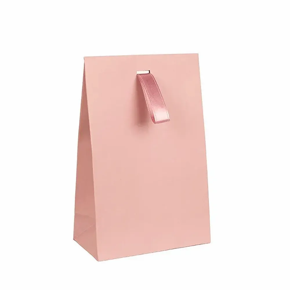 Cadeaux - Pochettes papier mat vieux rose à ruban, 170g - 13 x 7 x H 20cm (x20) - LAVAL 1878