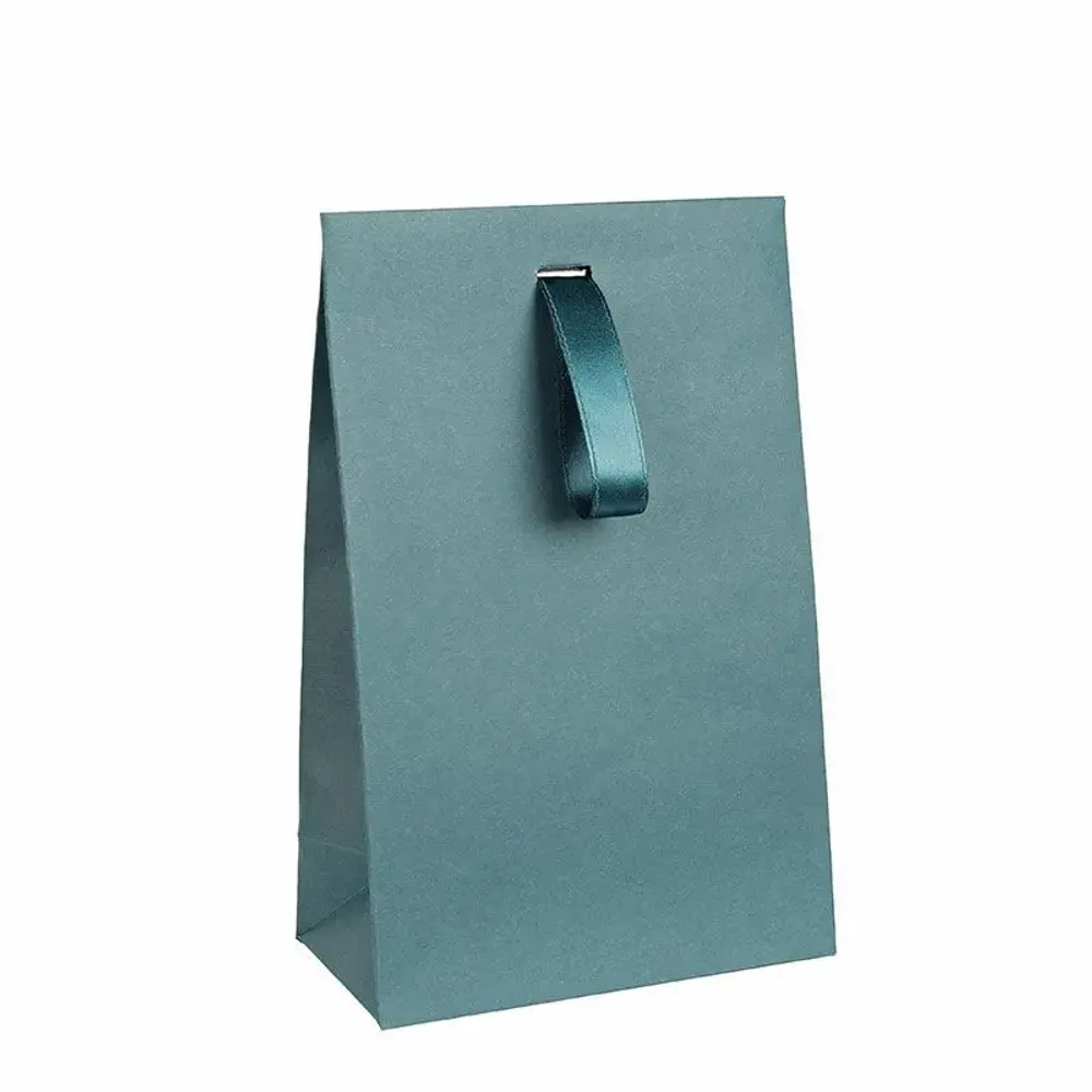 Gifts - Duck blue matte paper pockets with ribbon, 170g - 13 x 7 x H 20cm (x20) - LAVAL 1878