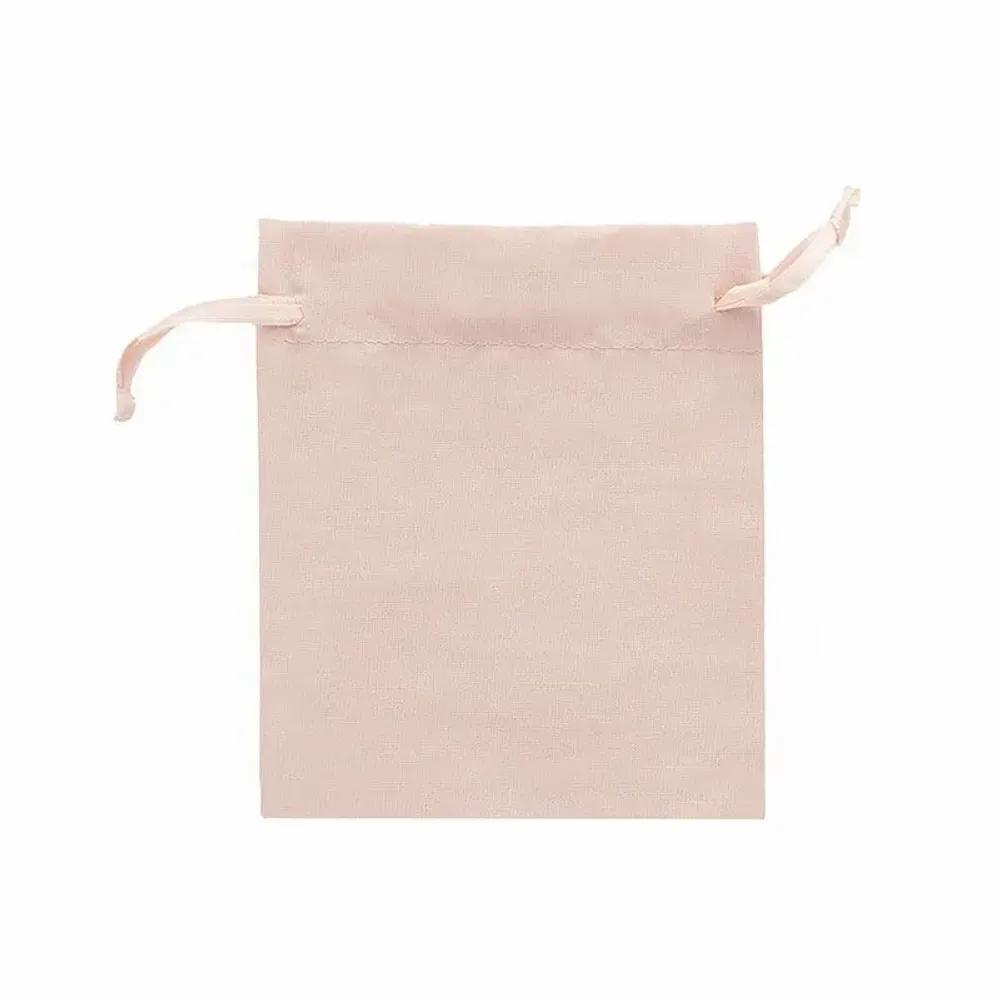Cadeaux - Bourses 100% coton avec rubans satin rose clair 12 x 14cm (x5) - LAVAL 1878