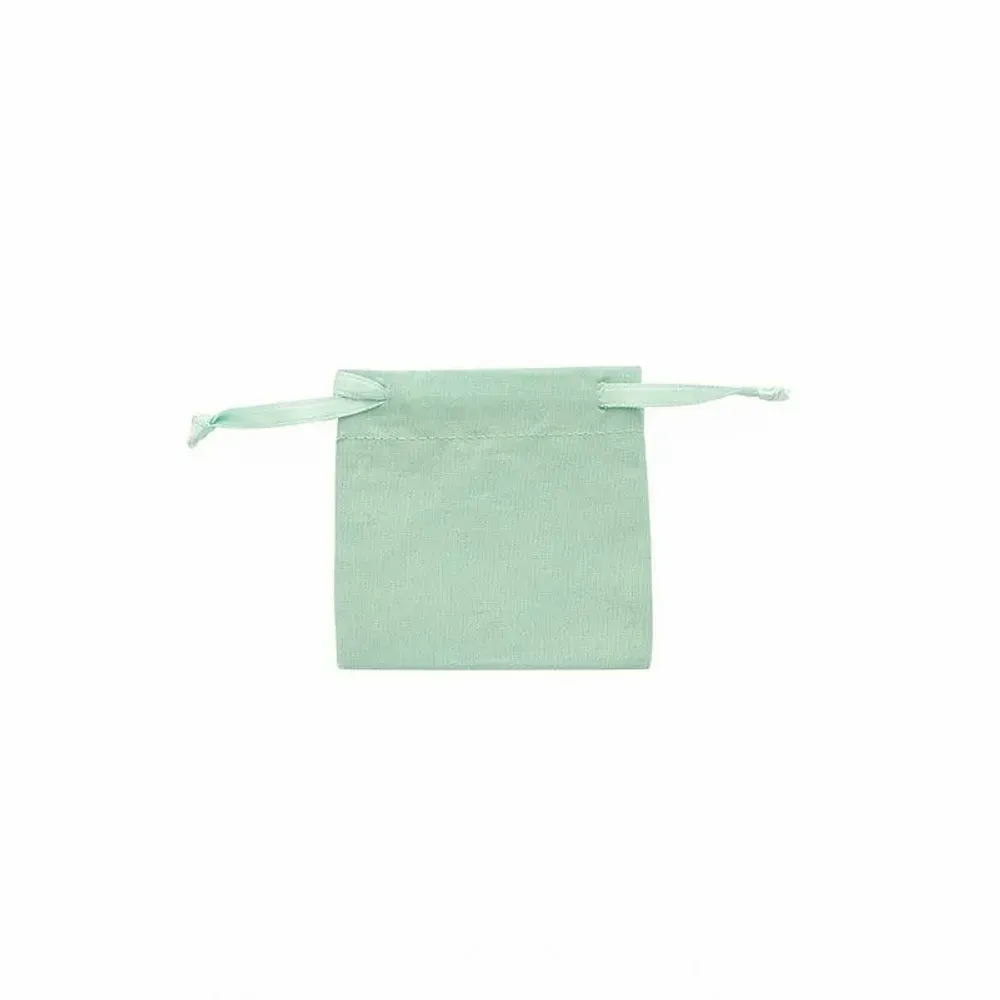 Gifts - 100% cotton purses with sage green satin ribbons, 7 x 7cm (x5) - LAVAL 1878
