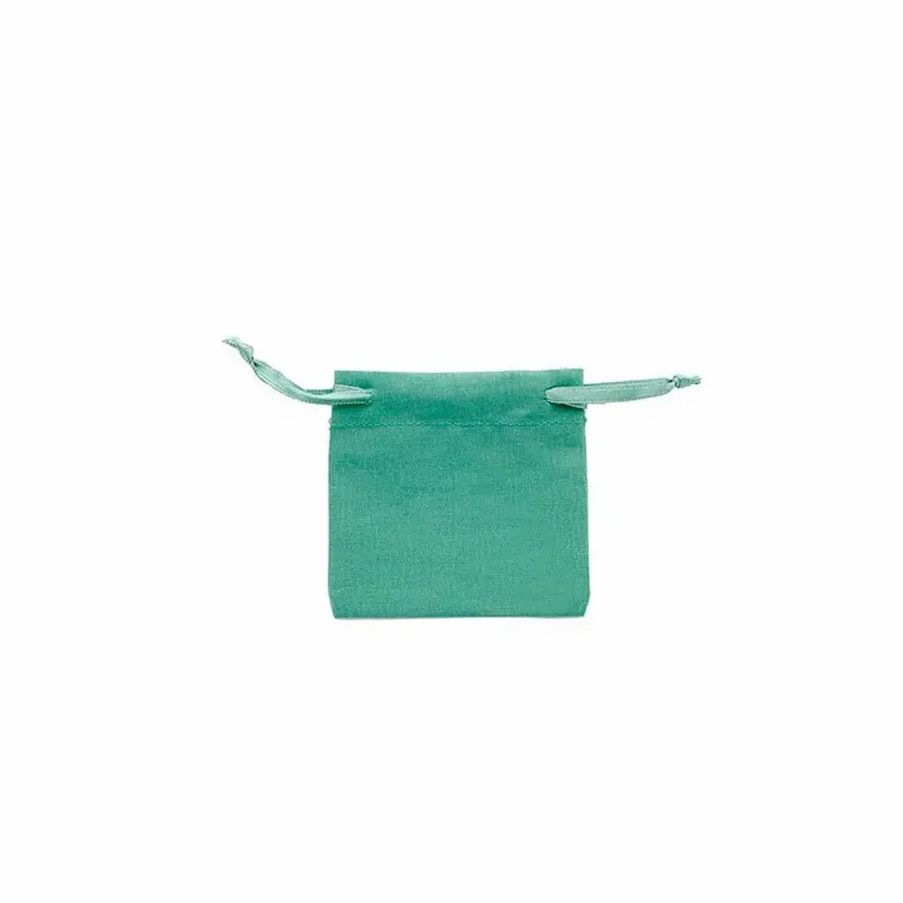 Gifts - 100% cotton purses with duck blue satin ribbons, 7 x 7cm (x5) - LAVAL 1878