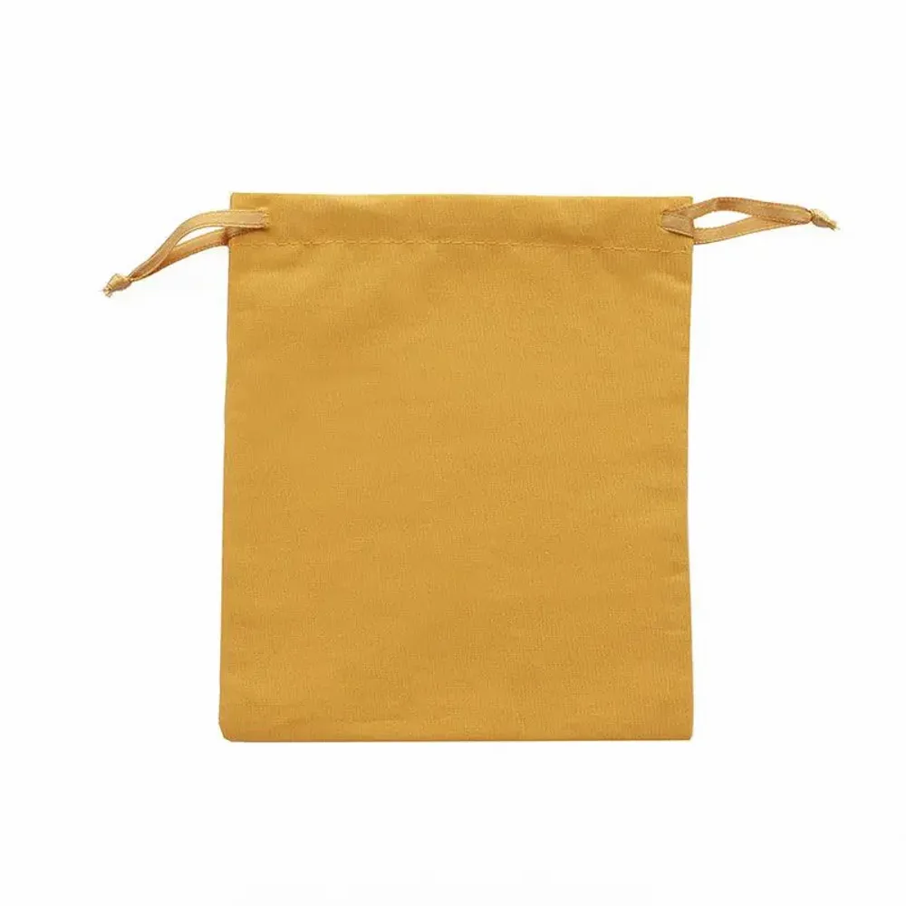 Gifts - 100% cotton purses with saffron-colored satin ribbons, 12 x 14cm (x5) - LAVAL 1878