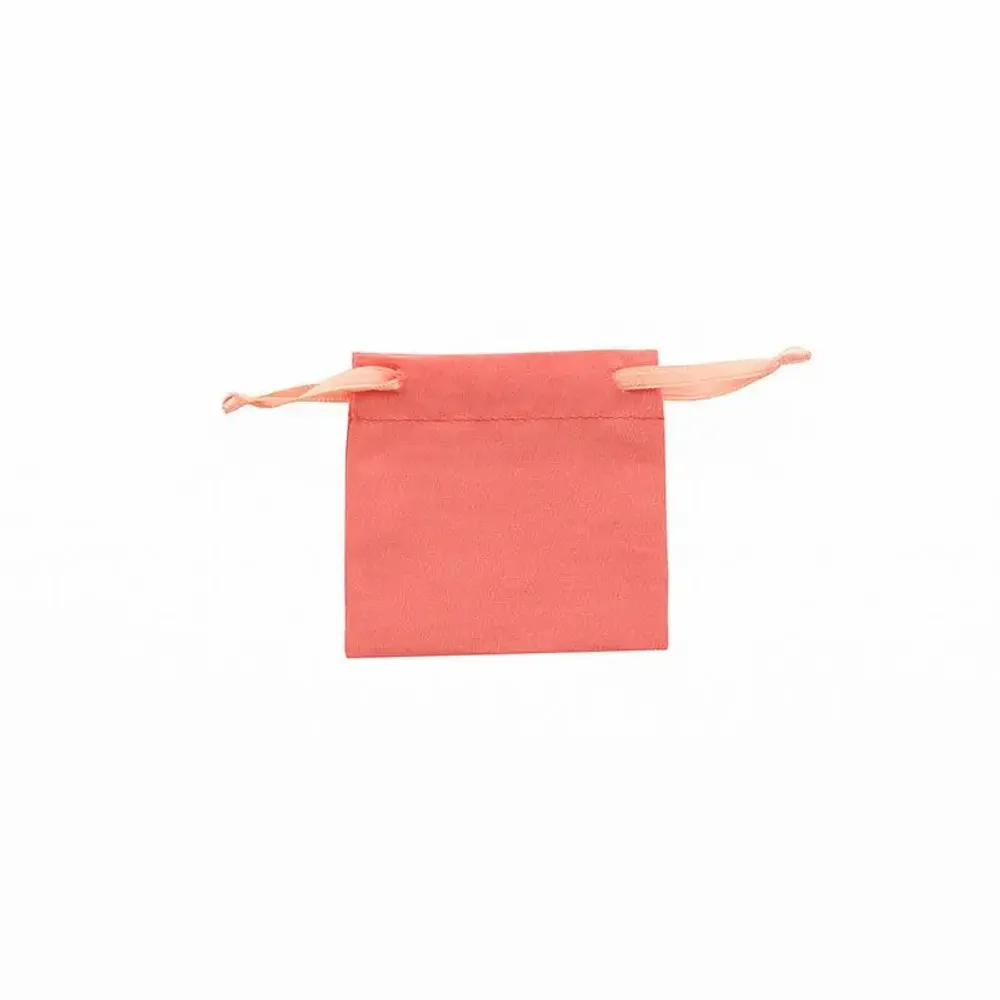 Gifts - 100% cotton pouches with coral satin ribbons, 7 x 7cm (x5) - LAVAL 1878