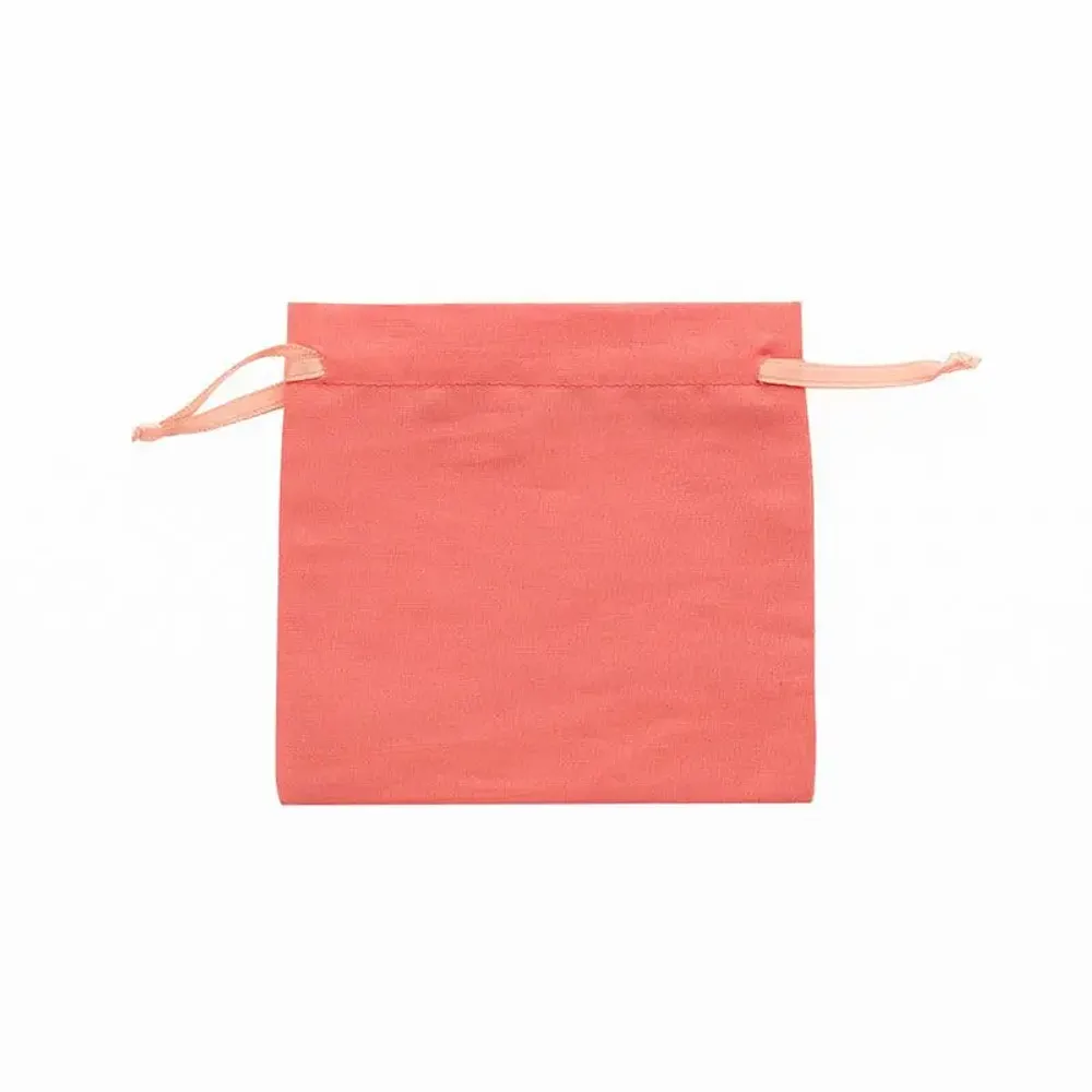 Cadeaux - Bourses 100% coton avec rubans satin corail 11 x 10cm (x5) - LAVAL 1878