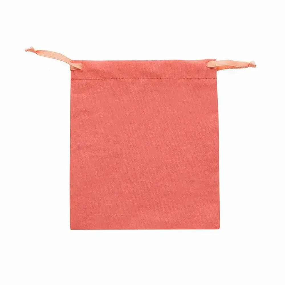 Gifts - 100% cotton pouches with coral satin ribbons, 12 x 14cm (x5) - LAVAL 1878