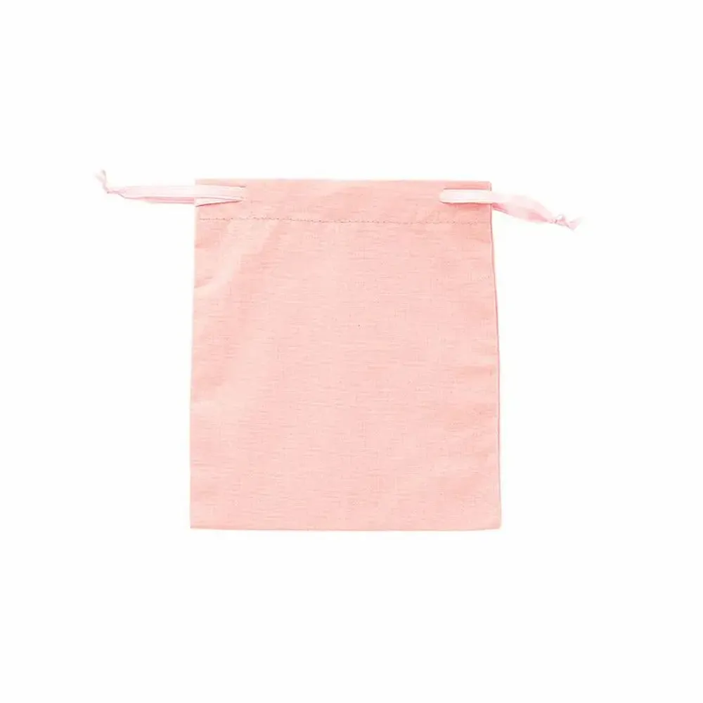 Gifts - Cotton pouches with old rose satin ribbon, 12 x 14cm (x5) - LAVAL 1878