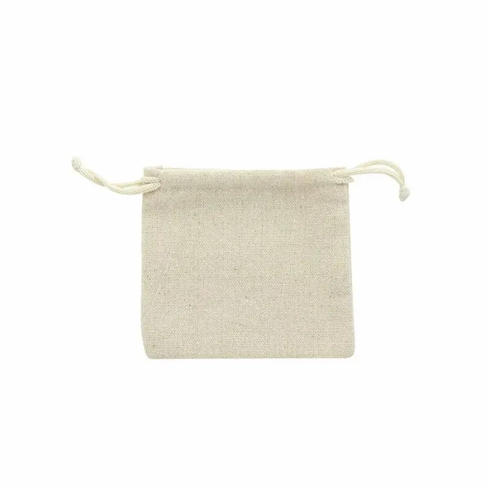 Gifts - 100% linen drawstring bags with beige cotton cords, 11 x 10cm (x5) - LAVAL 1878