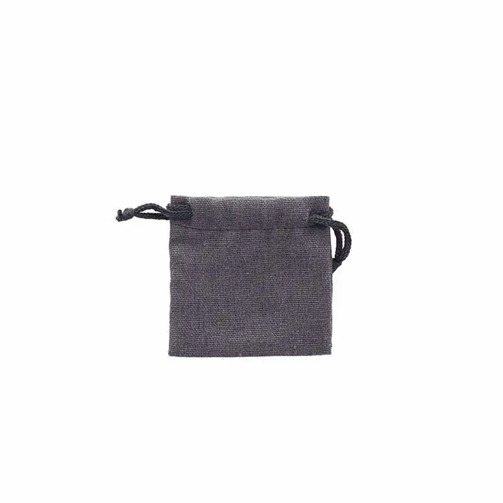 Cadeaux - Bourses lin avec cordelettes coton gris anthracite 7 x 7cm (x5) - LAVAL 1878