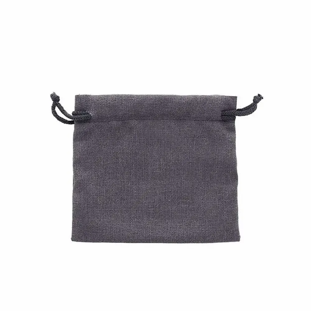 Gifts - Linen drawstring bags with anthracite grey cotton cords, 11 x 10cm (x5) - LAVAL 1878