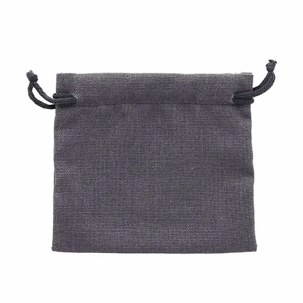 Cadeaux - Bourses lin avec cordelettes coton gris anthracite 12 x 14cm (x5) - LAVAL 1878