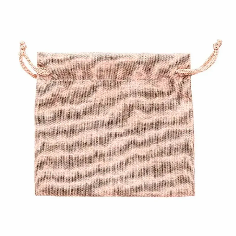 Gifts - Linen pouches in old rose with light pink cotton drawstrings, 12 x 14cm (x5) - LAVAL 1878
