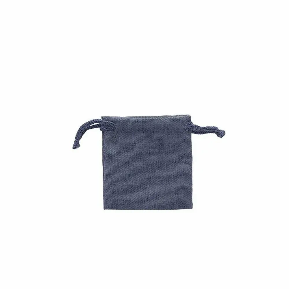 Cadeaux - Bourses lin avec cordelettes coton bleu foncé 7 x 7cm (x5) - LAVAL 1878