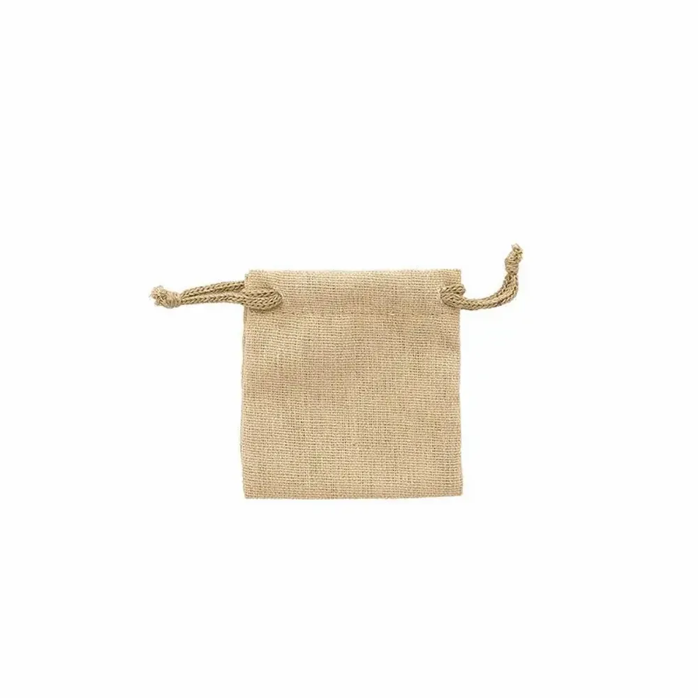 Cadeaux - Bourses lin avec cordelettes coton kaki clair 7 x 7cm (x5) - LAVAL 1878