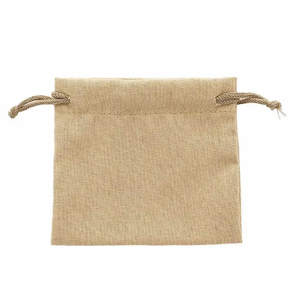 Gifts - Linen drawstring bags with light khaki cotton cords, 11 x 10cm (x5) - LAVAL 1878