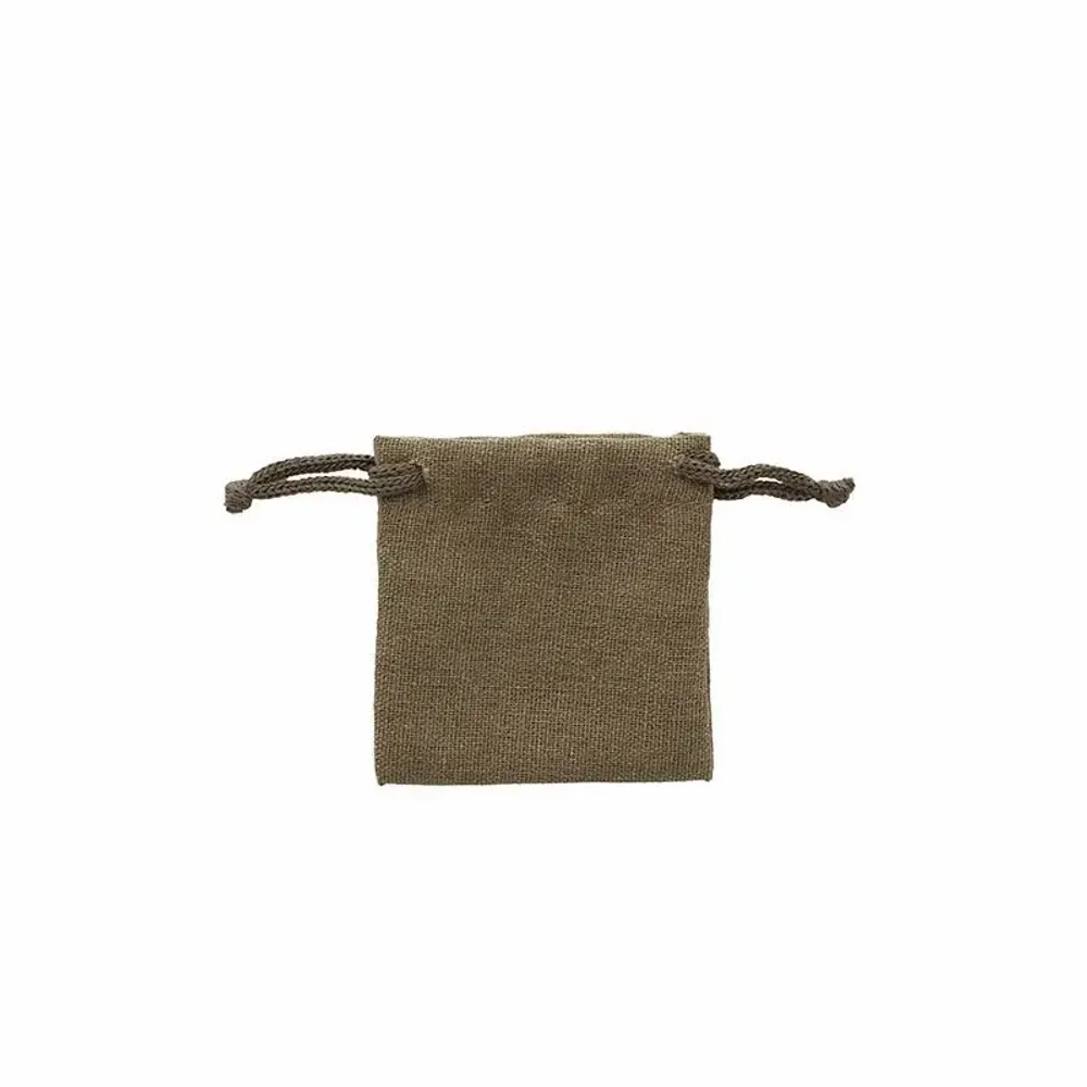 Cadeaux - Bourses lin avec cordelettes coton kaki foncé 7 x 7cm (x5) - LAVAL 1878