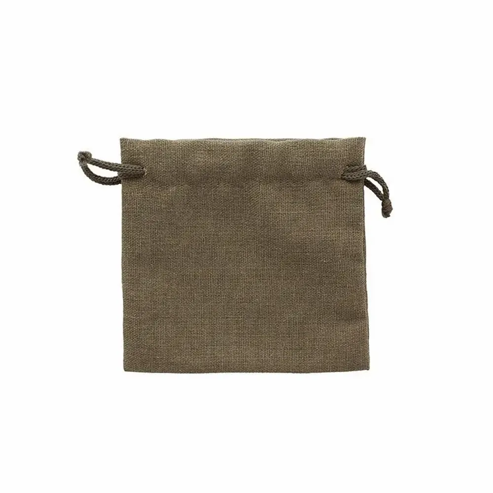 Gifts - Linen drawstring bags with dark khaki cotton cords, 11 x 10cm (x5) - LAVAL 1878