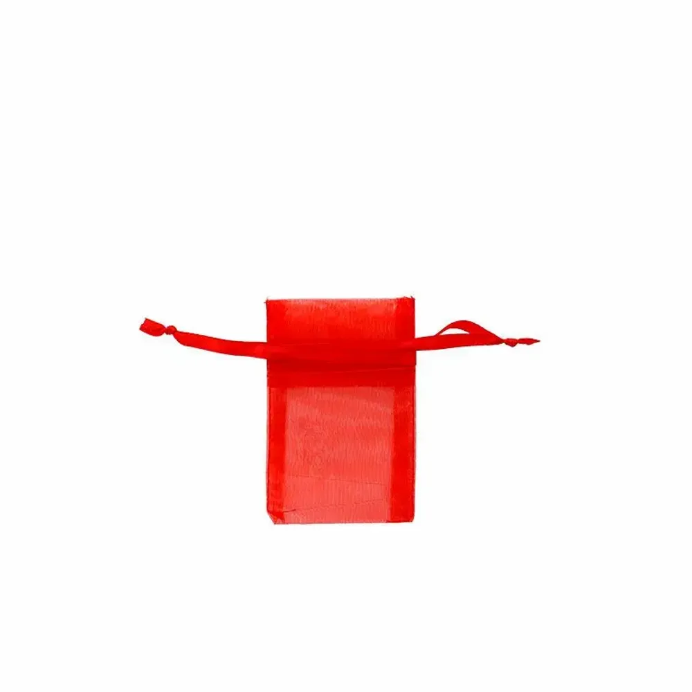 Gifts - Red synthetic organdy voile purses, 7 x 7cm (x10) - LAVAL 1878