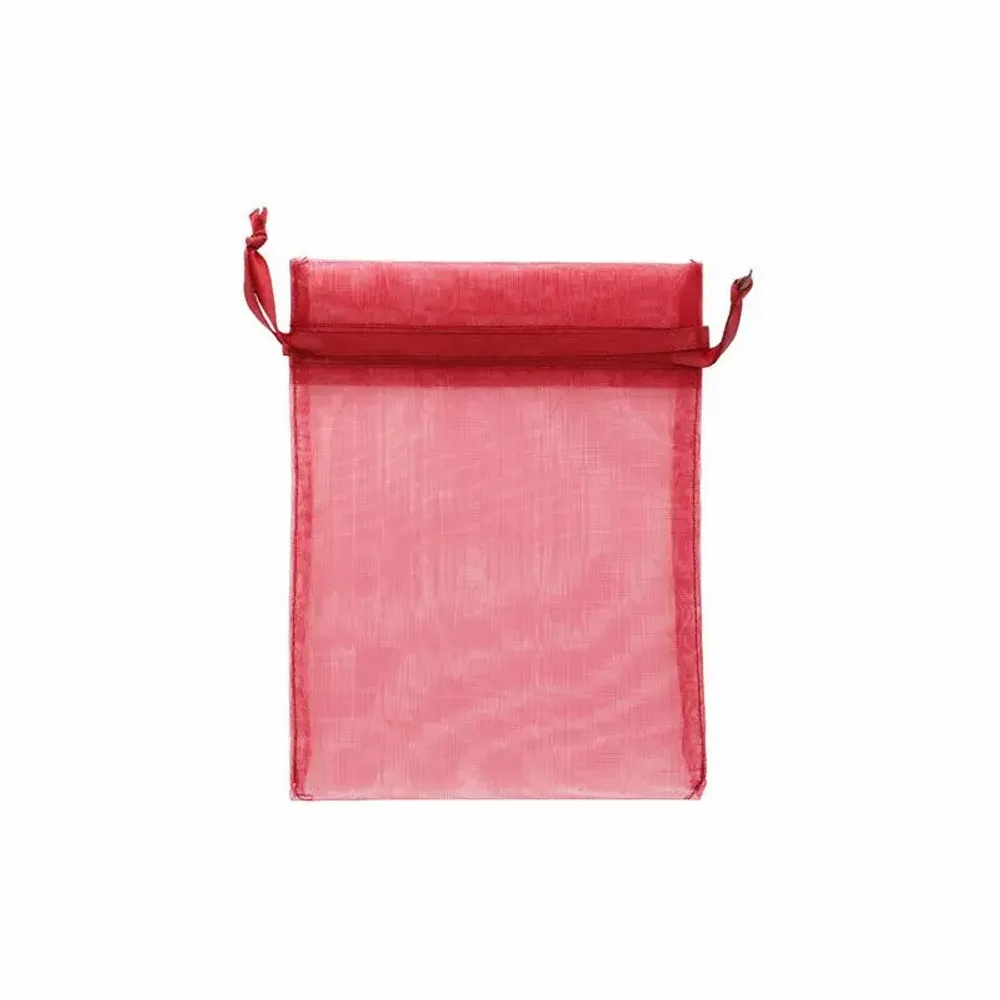 Gifts - Garnet red synthetic organdy voile purses, 9 x 9cm (x10) - LAVAL 1878