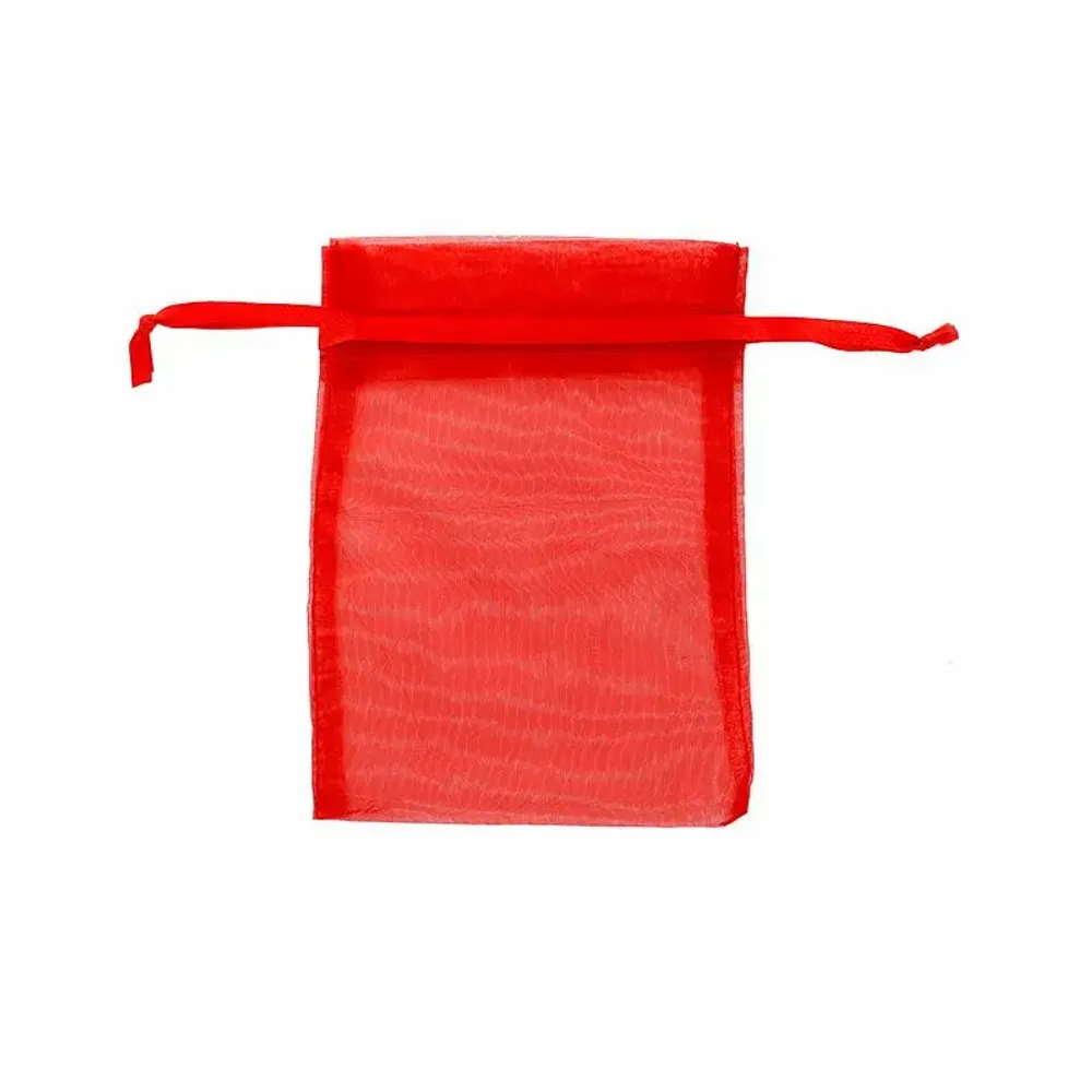 Gifts - Red synthetic organdy voile purses, 12 x 13cm (x10) - LAVAL 1878