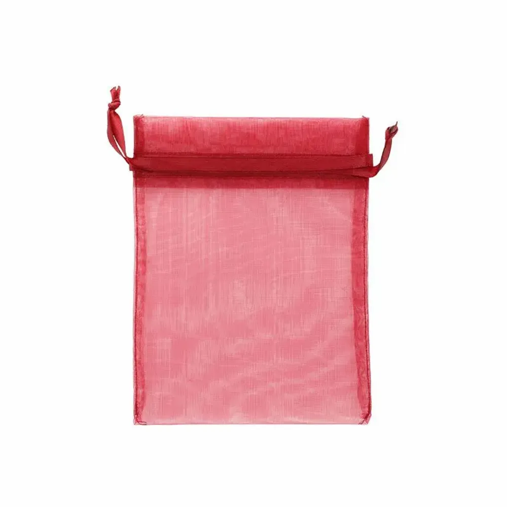 Cadeaux - Bourses voile organdi synthétique rouge grenat, 12 x 13cm (x10) - LAVAL 1878