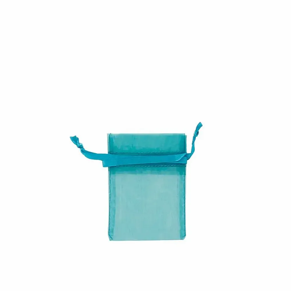 Gifts - Duck blue synthetic organdy voile purses, 7 x 7cm (x10) - LAVAL 1878