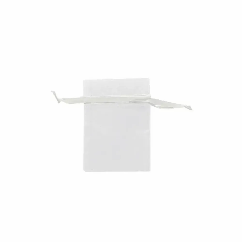 Gifts - White synthetic organdy voile purses, 9 x 9cm (x10) - LAVAL 1878