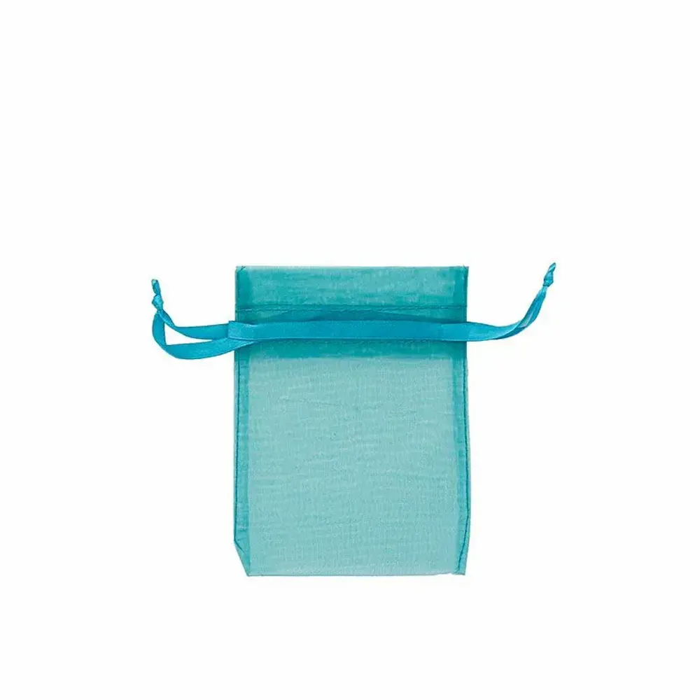 Cadeaux - Bourses voile organdi synthétique bleu canard, 9 x 9cm (x10) - LAVAL 1878