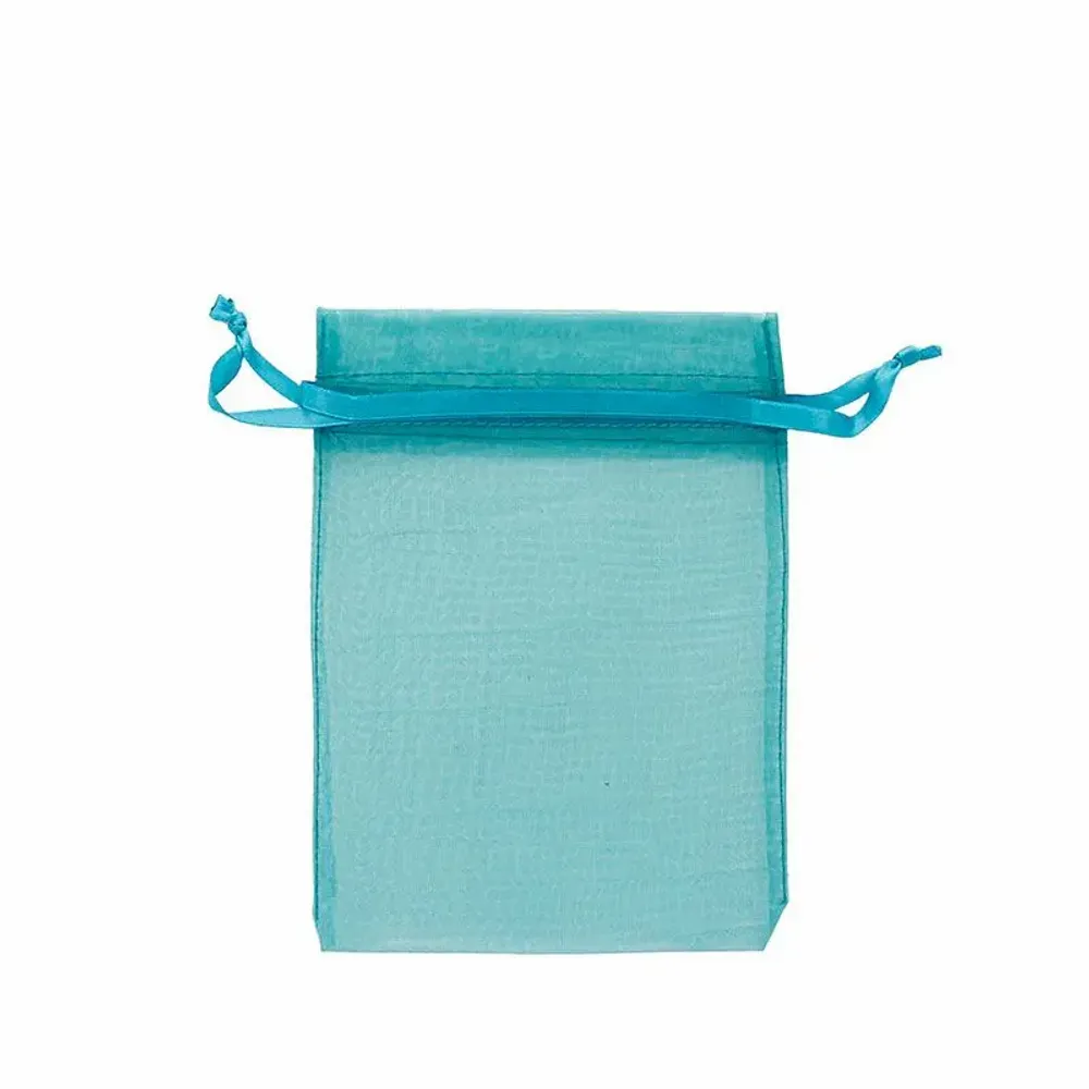 Gifts - Duck blue synthetic organdy voile purses, 12 x 13cm (x10) - LAVAL 1878