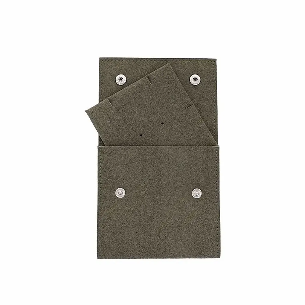 Cadeaux - Pochettes microfibre kaki carte à bijoux/fermeture à boutons-pression - LAVAL 1878