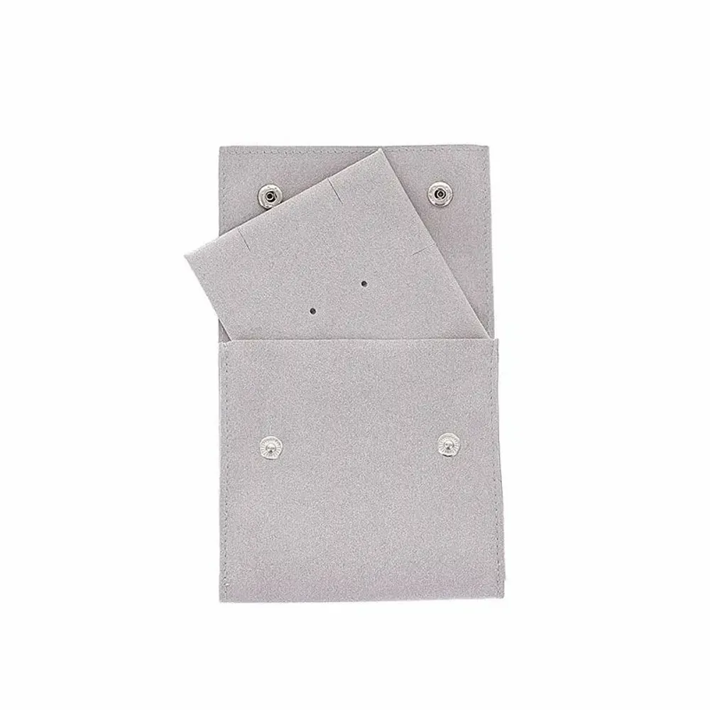 Gifts - Grey microfiber pouches for jewelry cards/snap closure - LAVAL 1878