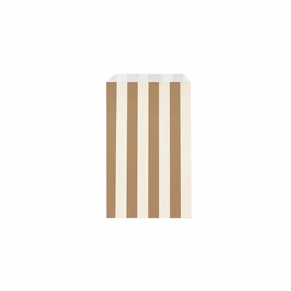 Gifts - Matte gift bags with cream/taupe stripes, 12 x 4.5 x 20cm, 70g (x125) - LAVAL 1878